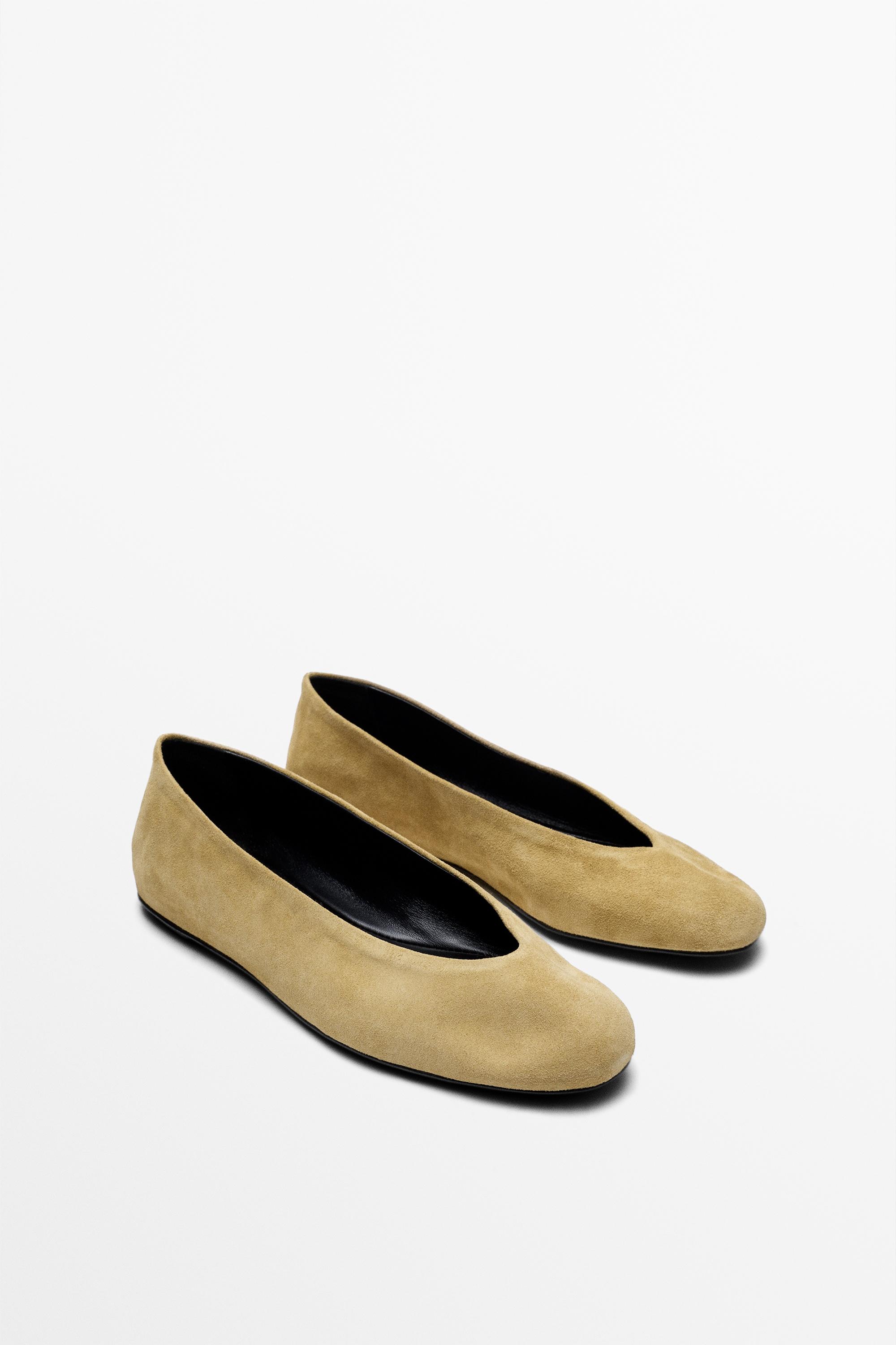 Ballerine cuir croûte de
